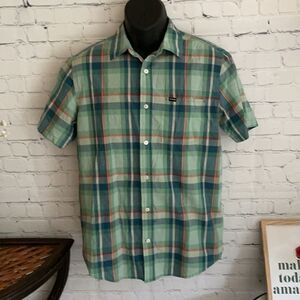 Hurley Mens’ Button Down shirt Top Plaid